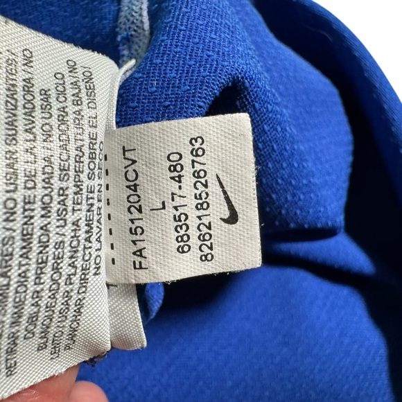 Nike T Shirt  Mens Large Running Crew Neck Swoosh Logo Blue Perforated - Picture 9 of 13